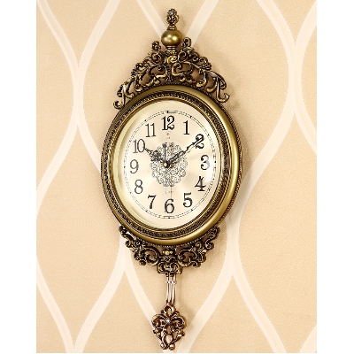 Picture of Elegant, Traditional, Decorative, Hand Painted Modern Grandfather Wall Clock Fancy Ethnic Luxury Handmade Decoration, Swinging Pendulum for New Room or Office. Large. 29.5 Inch. coloured gaze gold