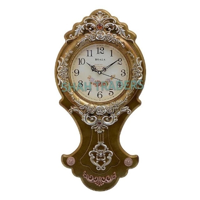 Picture of Vintage Metal Wall Clock Pendulum Brown Decorative Carved Rustic