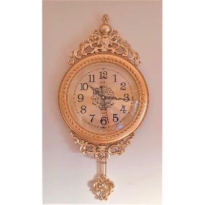 Picture of Elegant, Traditional, Decorative, Hand Painted Modern Grandfather Wall Clock Fancy Ethnic Luxury Handmade Decoration, Swinging Pendulum for New Room or Office. Large. 29.5 Inch.