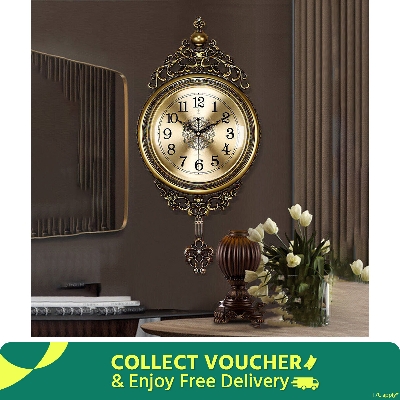 Picture of Elegant, traditional, ornate, hand painted modern grandfather wall clock for new home or office fancy ethnic luxury handmade decoration, swing pendulum large 29.5 inches.  - wall clock