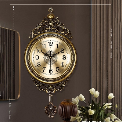 Picture of Elegant, traditional, ornate, hand painted modern grandfather wall clock for new home or office fancy ethnic luxury handmade decoration, swing pendulum large 29.5 inches.  - wall clock