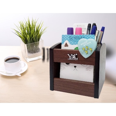 Picture of Rotating Multi-Function Wooden pen holder for desk,Rotating Organizer,control caddy,home articles,wood pencil container