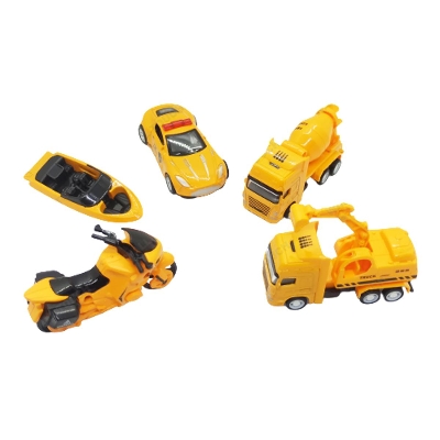 Picture of 5pcs  Die Cast Metal Construction Vehicles Models Mini Yellow Truck Tractor Cars Toy Set for Kids Toddlers Boys (Styles May Vary)