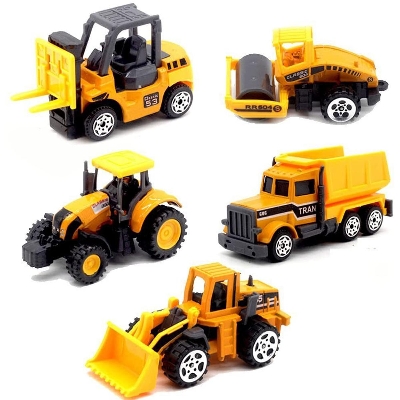 Picture of 5pcs Assorted Construction Toys Die Cast Metal Construction Vehicles Models Mini Yellow Truck Tractor Cars Toy Set for Kids Toddlers Boys (Styles May Vary) - Car Toy