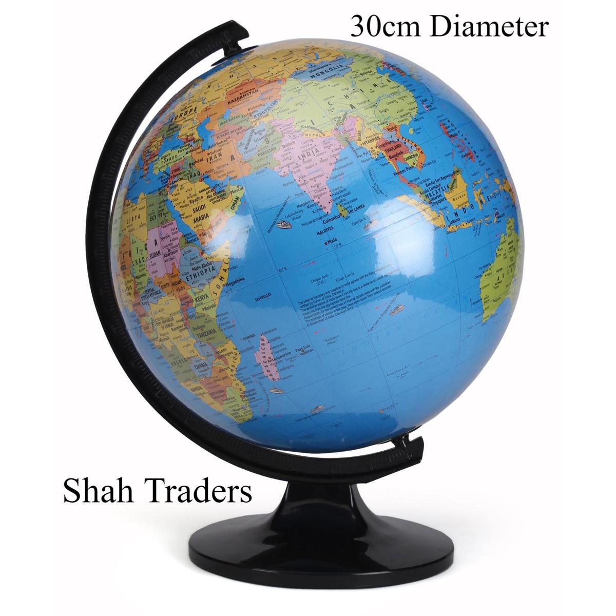 Picture of 30cm World Globe Educational Political Map Swivel Rotating Desk Top Globe - Geography Learning Home School Office Decoration - Diameter 32cm