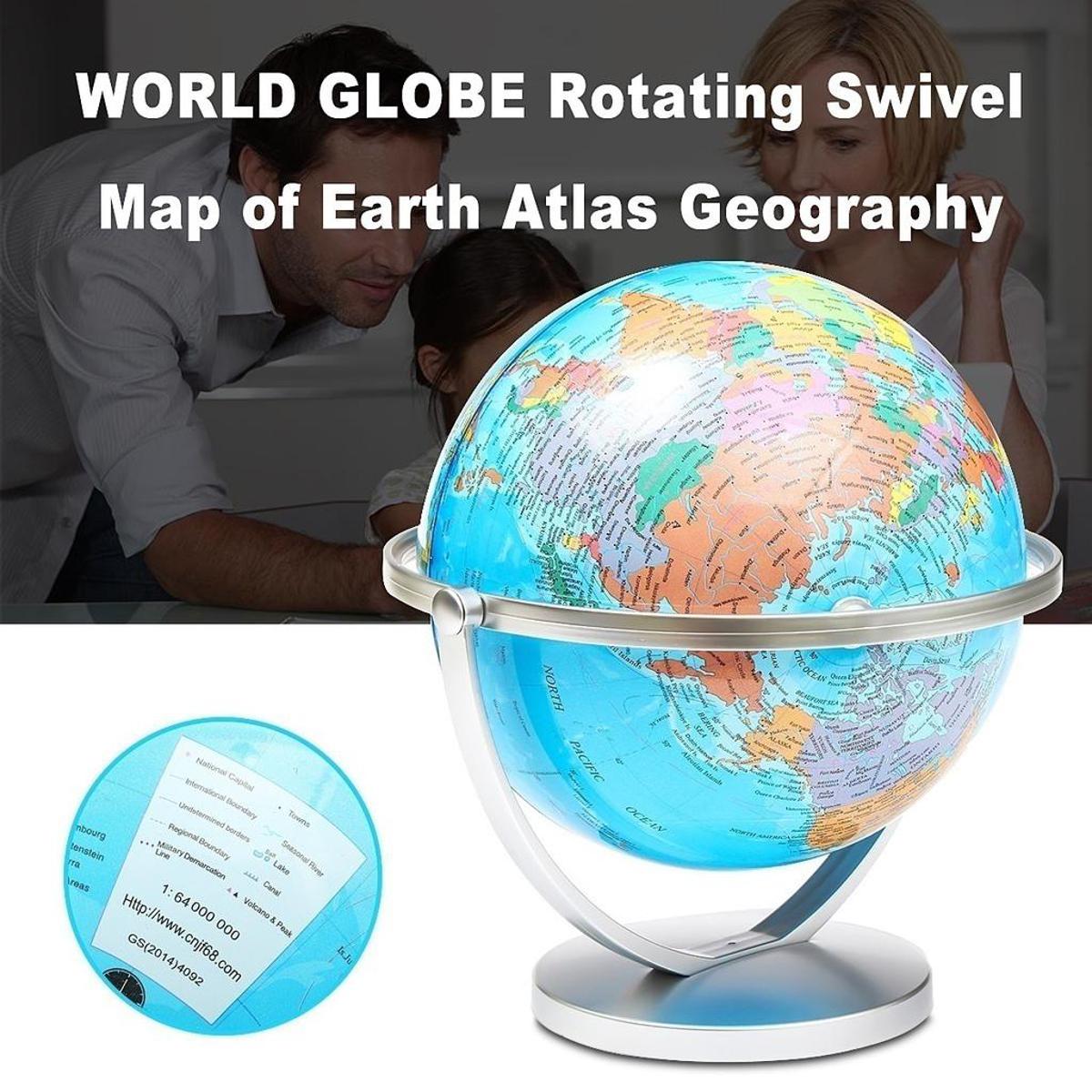 Picture of 360° Rotating 14CM Earth Globe World Map With Stand Geography Education Toy Home Decoration Office Ornament Kids Gift