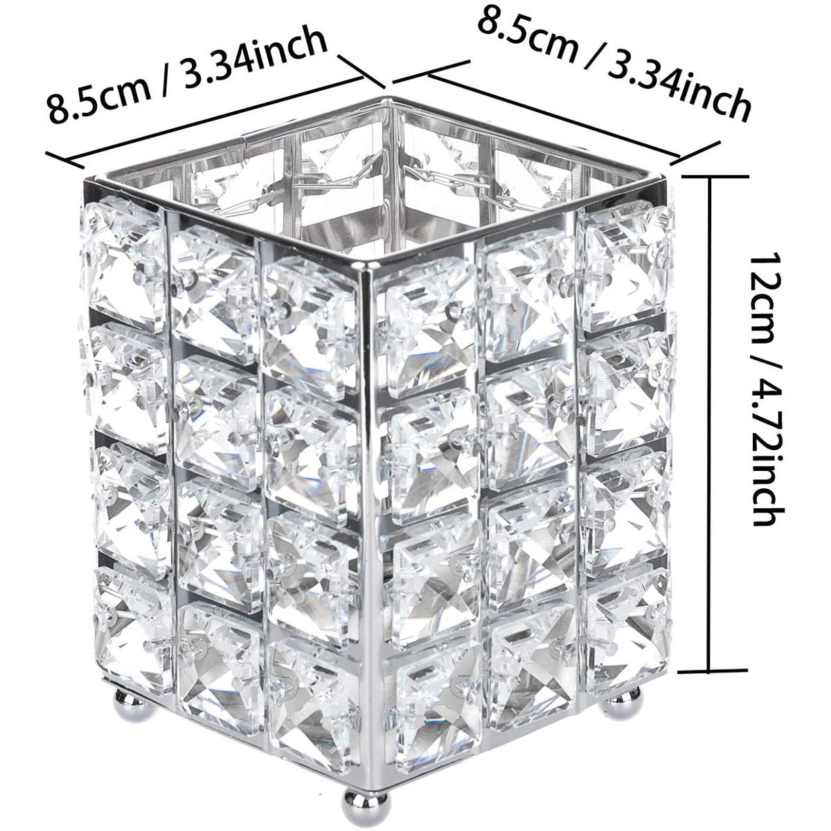 Picture of Crystal Makeup Brush Holder Cosmetics Tools Organizer Container Pen Pencil Holder Storage Candle Holder