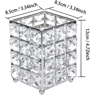 Picture of Crystal Makeup Brush Holder Cosmetics Tools Organizer Container Pen Pencil Holder Storage Candle Holder