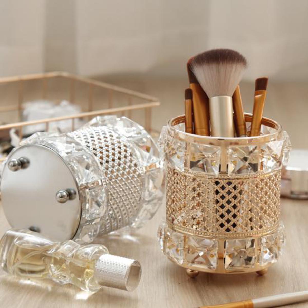 Picture of Large Metal Capacity Makeup Brush Holder Transparent Storage Organizer Tube for Home