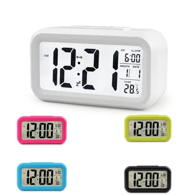 Picture of LED Display Time Alarm Clock Night Lights Thermoeter Lamp Snooze Rectangle Function Desk Clocks(Multicolor)