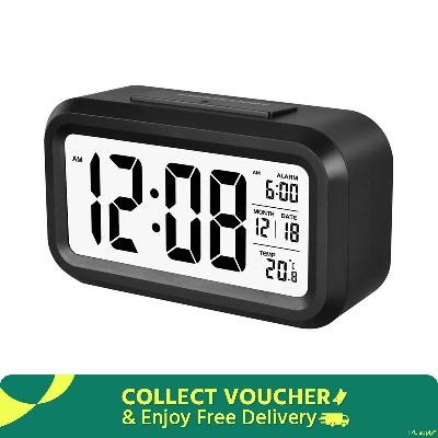 Picture of LED Display Time Alarm Clock Night Lights Thermoeter Lamp Snooze Rectangle Function Desk Clocks(Multicolor)