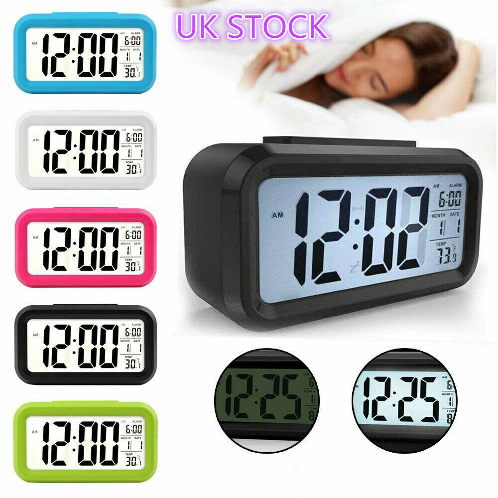 Picture of LED Display Time Alarm Clock Night Lights Thermoeter Lamp Snooze Rectangle Function Desk Clocks(Multicolor)