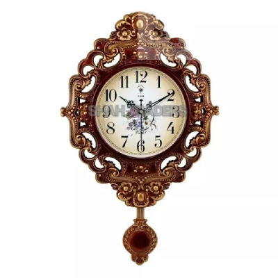 Picture of winging Classical Elegant Wall Clock, Living Room Bedroom Restaurant Creative Silent Quartz Clock, Home Decor Nordic Clock, 37x63cm