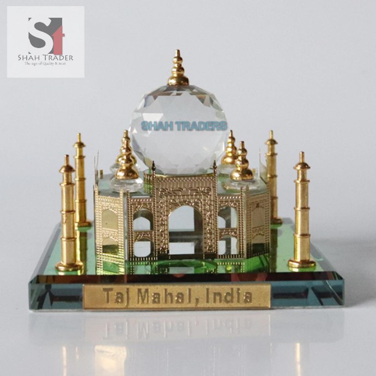 Picture of Collectible  Metal & Crystal Taj Mahal Showpiece, Medium, Multicolour