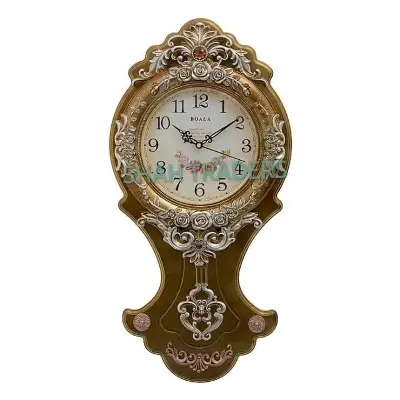 Picture of Vintage Metal Wall Clock Pendulum Brown Decorative Carved Rustic