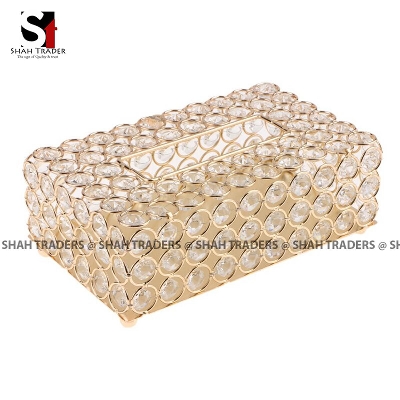 Picture of Tray Paper Rack Crystal Facial Tissue Box Holder Crystal Cube Napkin Dispenser Bedroom Office Hotel Cafe Coffee House Bar