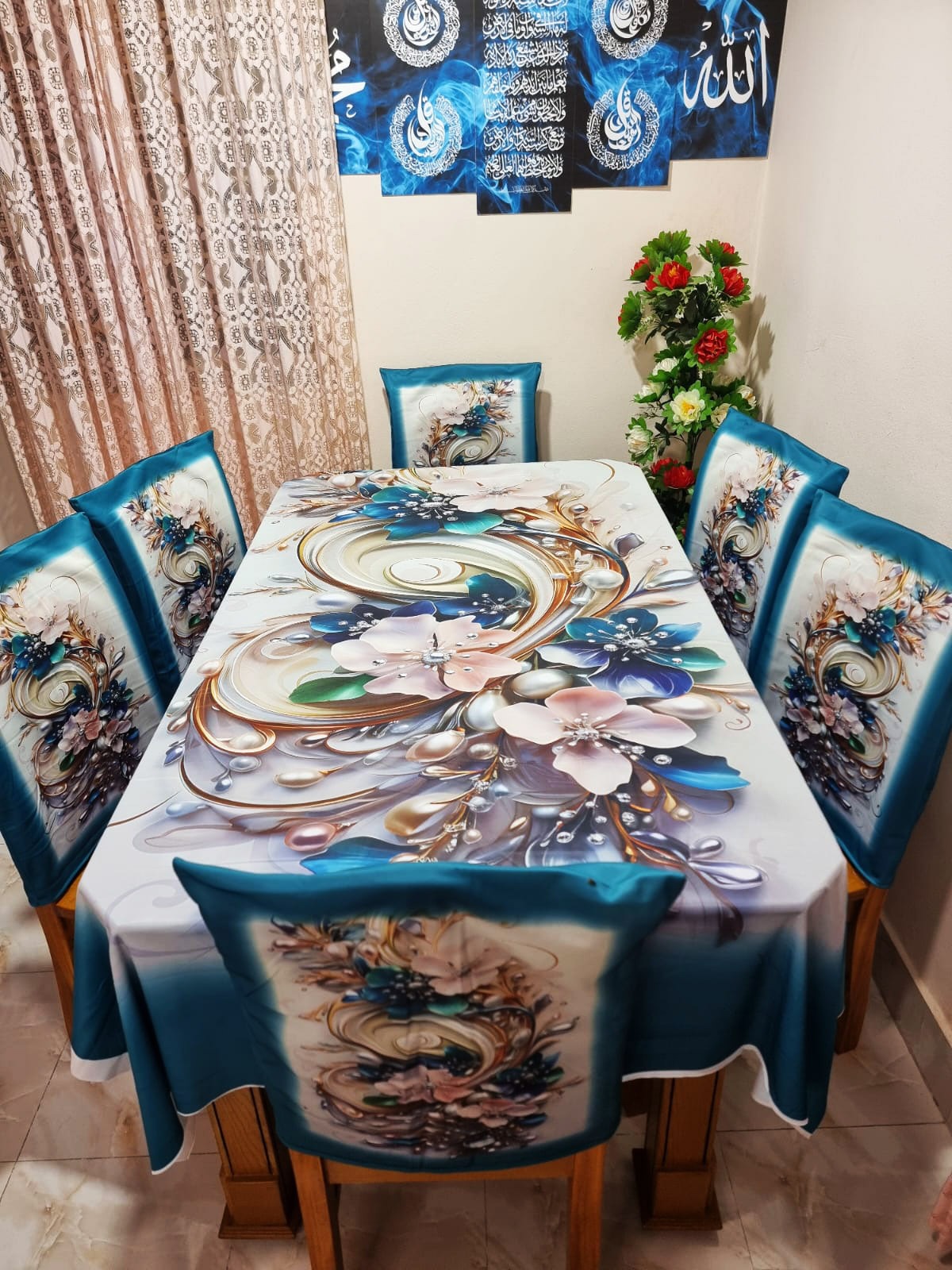 Buy 3D প্রিন্টেড ৬টি চেয়ার এবং ১টি টেবিল কাভারসহ মোট ৭ পিসের কমপ্লিট সেট। পোশাক বাড়ি শপ at Best Prices in Bangladesh