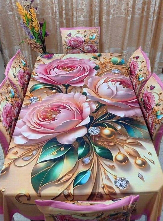 Buy 3D প্রিন্টেড ৬টি চেয়ার এবং ১টি টেবিল কাভারসহ মোট ৭ পিসের কমপ্লিট সেট। পোশাক বাড়ি শপ at Best Prices in Bangladesh