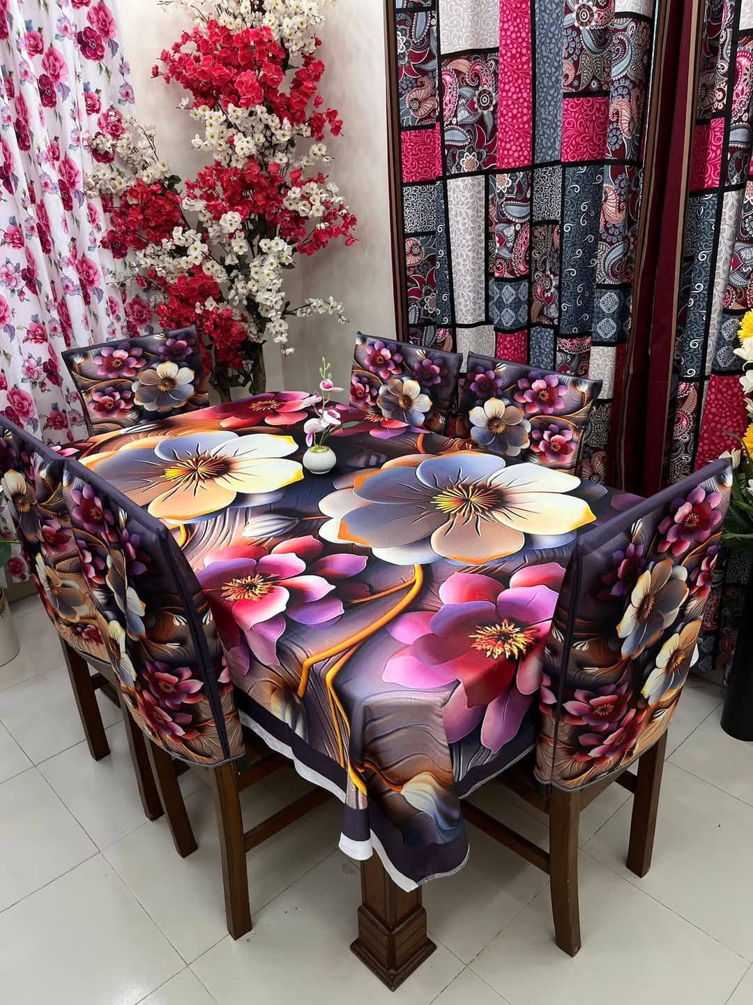 Buy 3D প্রিন্টেড ৬টি চেয়ার এবং ১টি টেবিল কাভারসহ মোট ৭ পিসের কমপ্লিট সেট। পোশাক বাড়ি শপ at Best Prices in Bangladesh