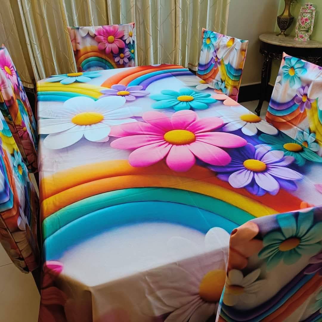 Buy 3D প্রিন্টেড ৬টি চেয়ার এবং ১টি টেবিল কাভারসহ মোট ৭ পিসের কমপ্লিট সেট। পোশাক বাড়ি শপ at Best Prices in Bangladesh