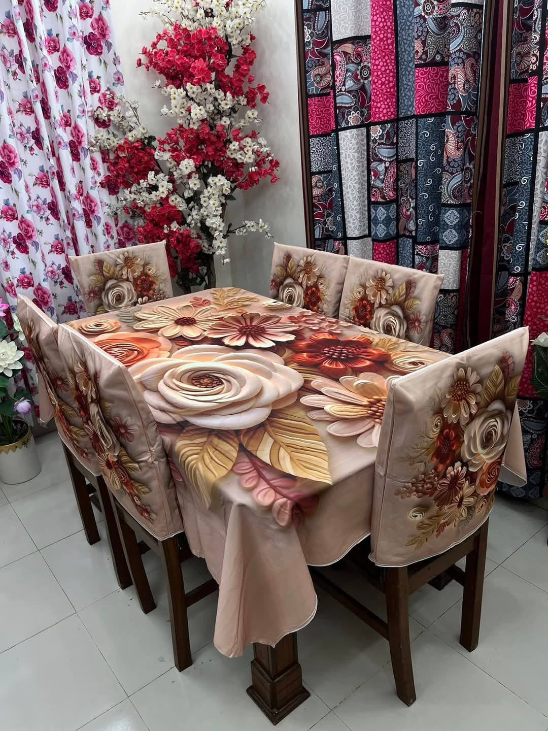 Buy 3D প্রিন্টেড ৬টি চেয়ার এবং ১টি টেবিল কাভারসহ মোট ৭ পিসের কমপ্লিট সেট। পোশাক বাড়ি শপ at Best Prices in Bangladesh