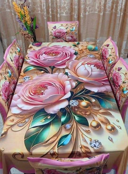 Buy 3D প্রিন্টেড ৬টি চেয়ার এবং ১টি টেবিল কাভারসহ মোট ৭ পিসের কমপ্লিট সেট। পোশাক বাড়ি শপ at Best Prices in Bangladesh