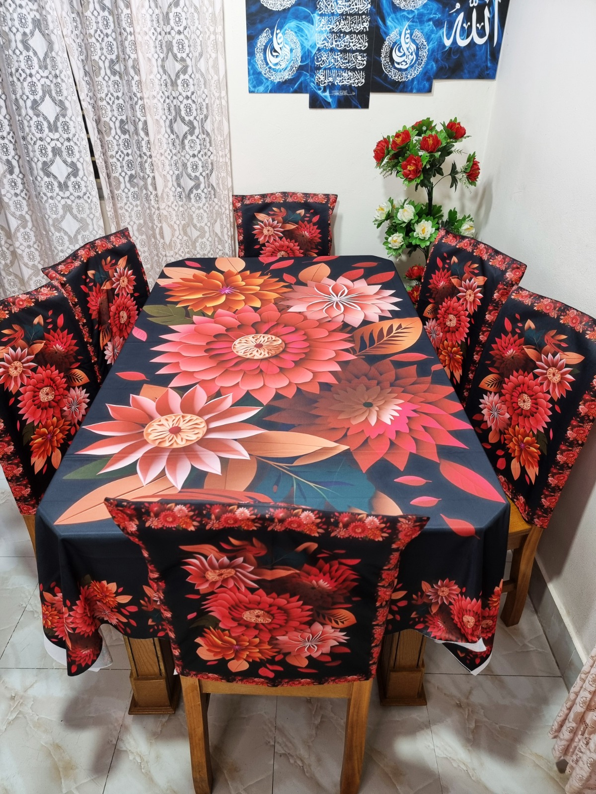 Buy 3D প্রিন্টেড ৬টি চেয়ার এবং ১টি টেবিল কাভারসহ মোট ৭ পিসের কমপ্লিট সেট। পোশাক বাড়ি শপ at Best Prices in Bangladesh