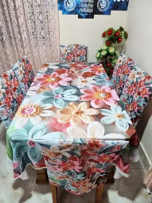 Buy 3D প্রিন্টেড ৬টি চেয়ার এবং ১টি টেবিল কাভারসহ মোট ৭ পিসের কমপ্লিট সেট। পোশাক বাড়ি শপ at Best Prices in Bangladesh