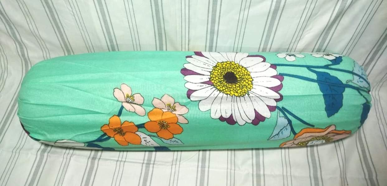 Picture of Side Pillow Cover Kol Balish Cover 1 Pcs | Standard 38 * 32 Inch Pillow Protector - Available in Green, Pink, Red, Brown, Ash, Purple, Blue