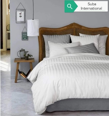 Picture of premium European Satin Strip 100% pure cotton Bedshhet with 2 pillow Covers  fron Suba International
