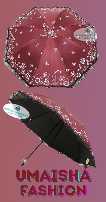 Picture of Ladies Fashionable and Elegant Anti UV Sunshade Print Border Lace Umbrella