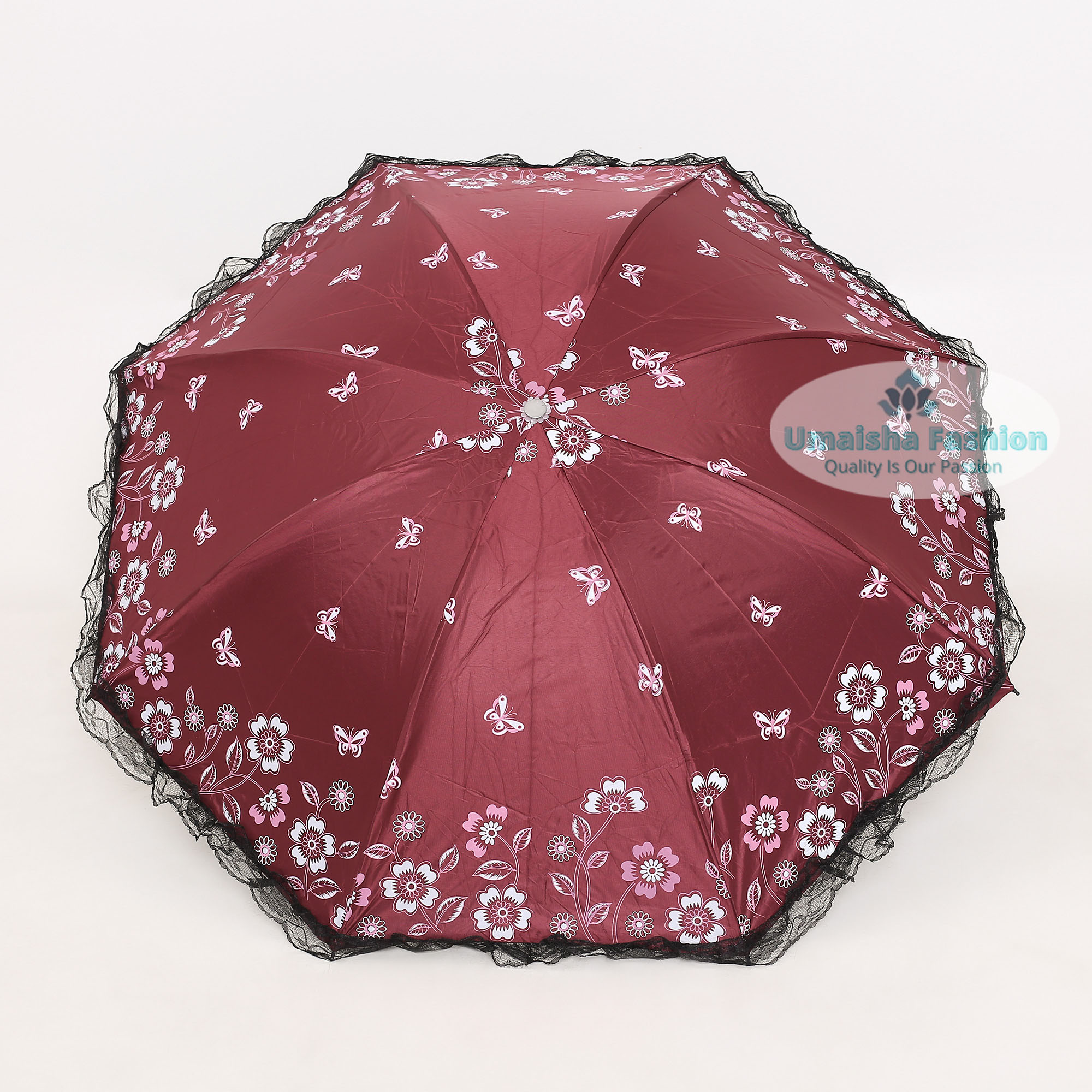 Picture of Ladies Fashionable and Elegant Anti UV Sunshade Print Border Lace Umbrella
