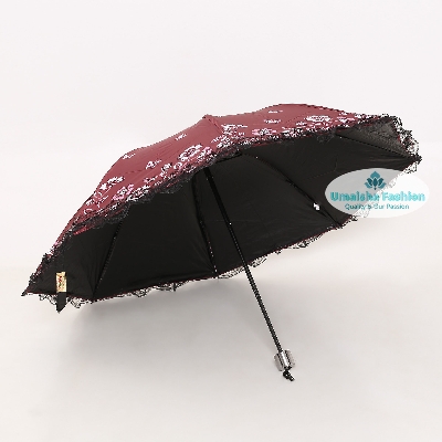 Picture of Ladies Fashionable and Elegant Anti UV Sunshade Print Border Lace Umbrella