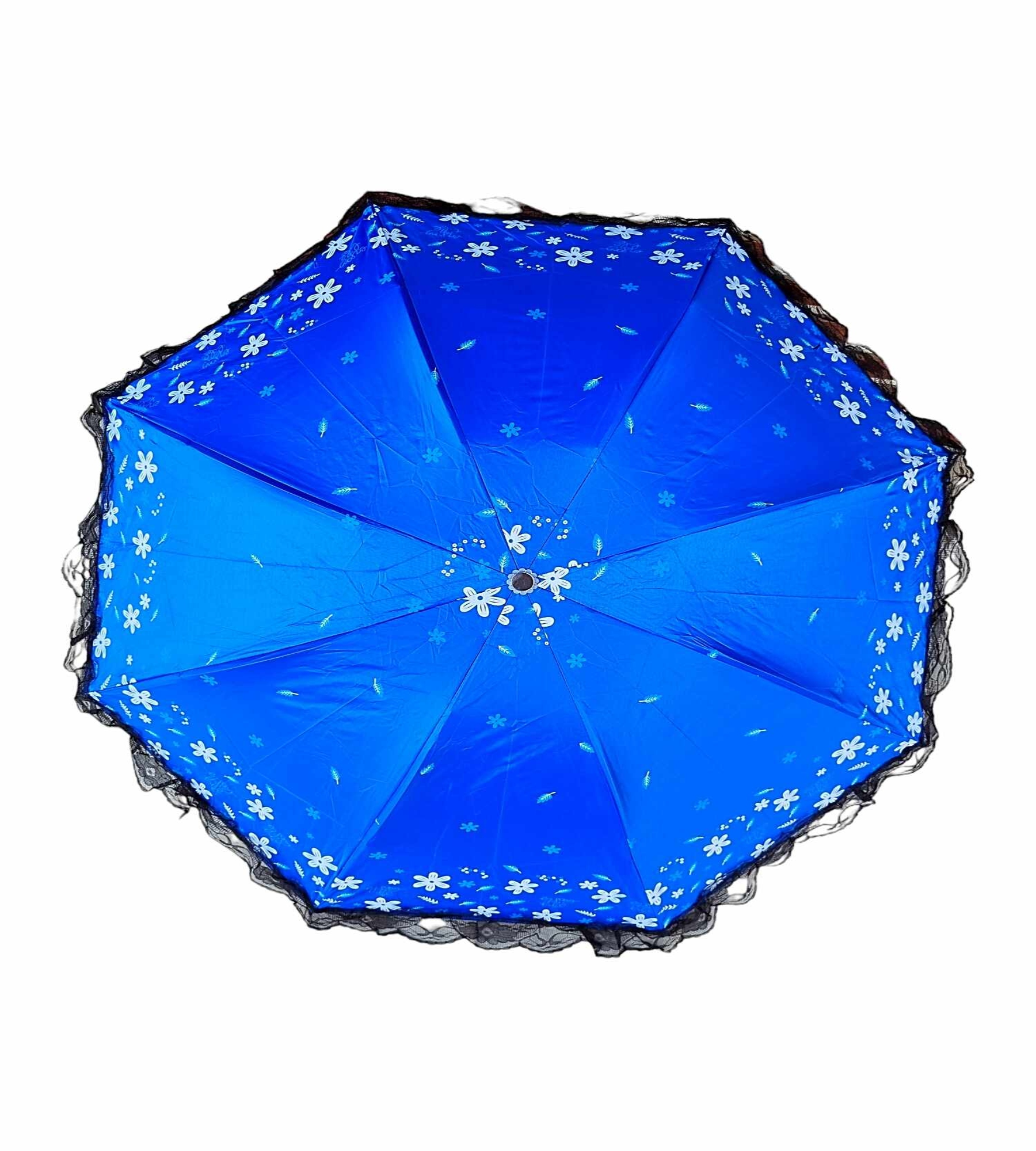 Picture of Ladies Fashionable and Elegant Anti UV Sunshade Print Border Lace Umbrella