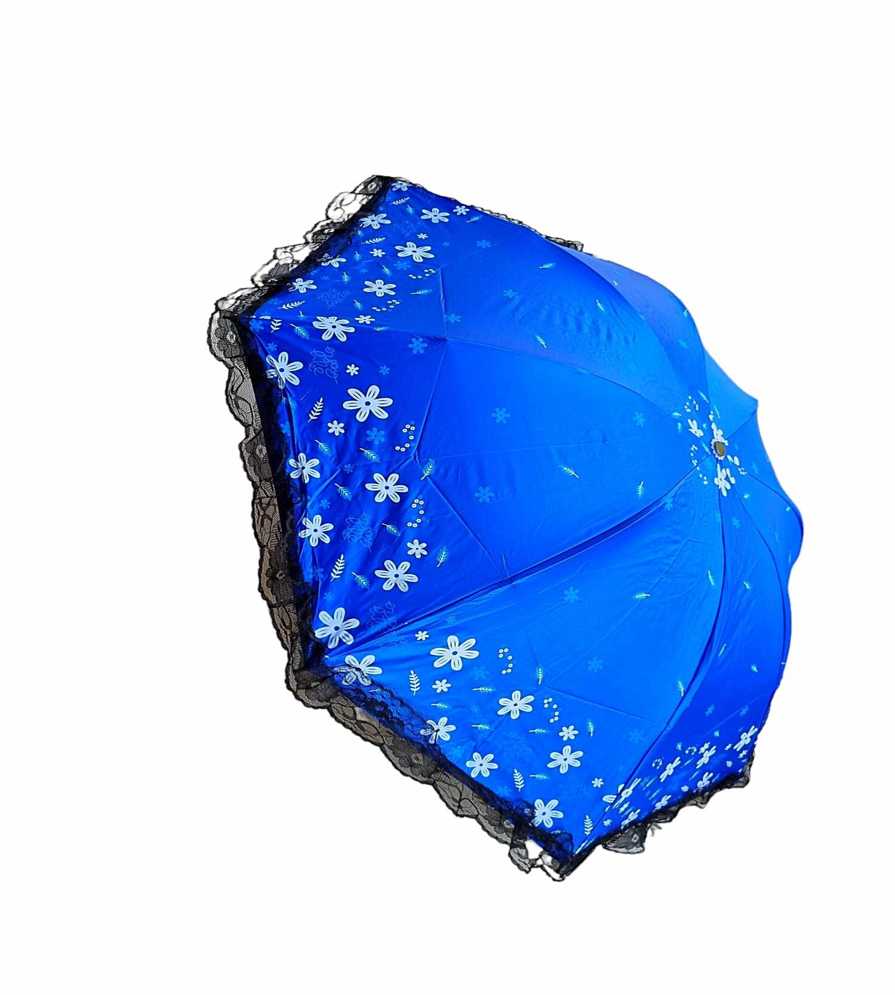 Picture of Ladies Fashionable and Elegant Anti UV Sunshade Print Border Lace Umbrella