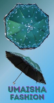 Picture of Ladies Fashionable and Elegant Anti UV Sunshade Print Border Kuchi Umbrella