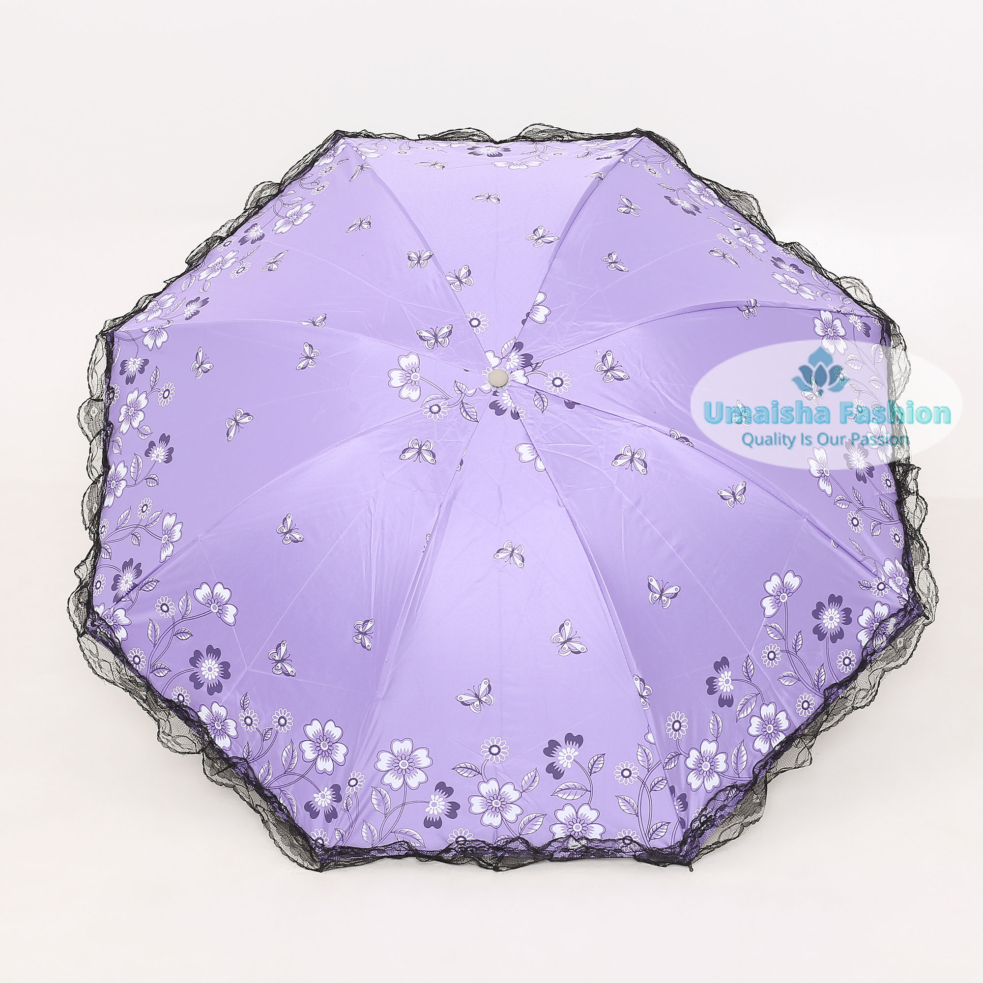 Picture of Ladies Fashionable and Elegant Anti UV Sunshade Print Border Lace Umbrella