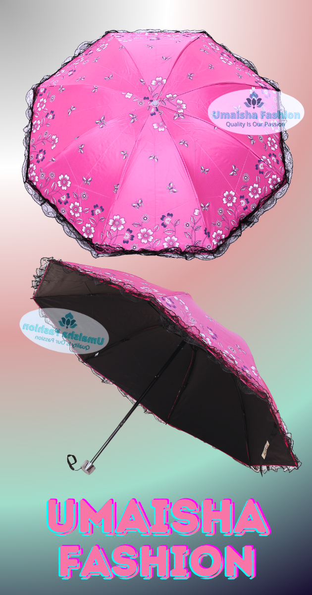 Picture of Ladies Fashionable and Elegant Anti UV Sunshade Print Border Lace Umbrella
