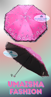 Picture of Ladies Fashionable and Elegant Anti UV Sunshade Print Border Lace Umbrella