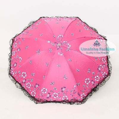 Picture of Ladies Fashionable and Elegant Anti UV Sunshade Print Border Lace Umbrella