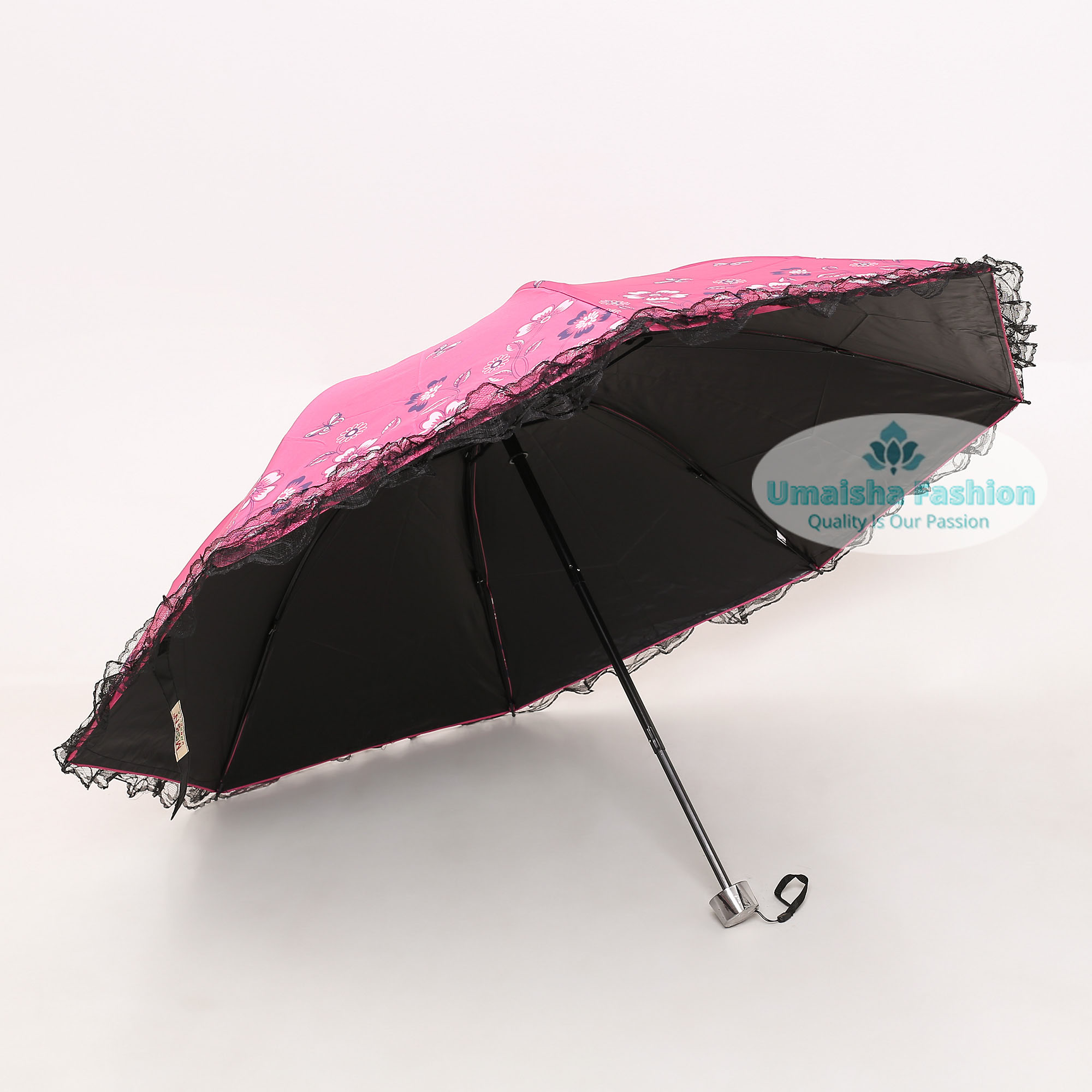 Picture of Ladies Fashionable and Elegant Anti UV Sunshade Print Border Lace Umbrella