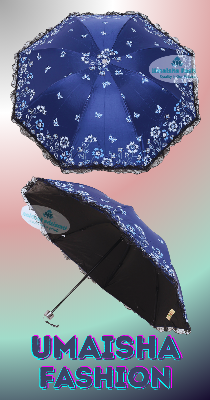 Picture of Ladies Fashionable and Elegant Anti UV Sunshade Print Border Lace Umbrella