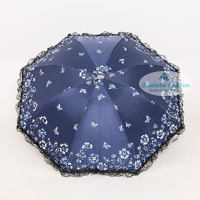 Picture of Ladies Fashionable and Elegant Anti UV Sunshade Print Border Lace Umbrella