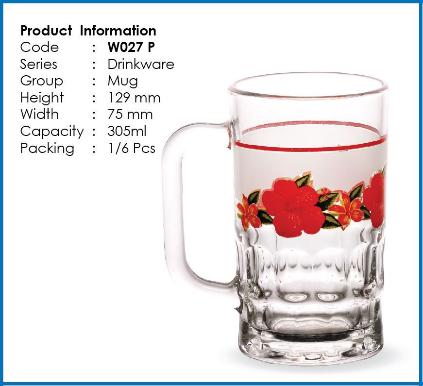 Picture of Drinking Glass Mug For Water Or Juice 305 Ml - Glass- Enjoy Your Beverages In Style With This Elegant Glass Mug