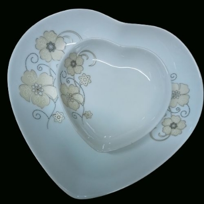 Picture of Heart Shape Firni Bowls, Small Snack Dessert Dishes, Salad Plates, Sauce pot 7pcs set
