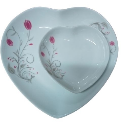 Picture of Heart Shape Firni Bowls, Small Snack Dessert Dishes, Salad Plates, Sauce pot 7pcs set