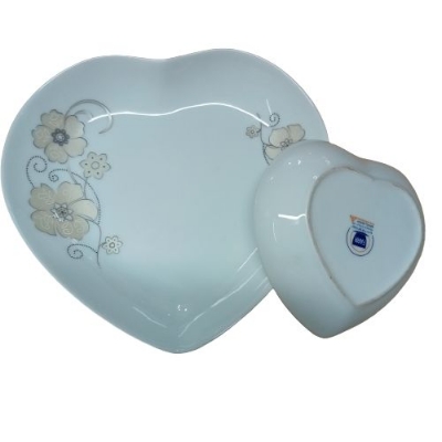 Picture of Heart Shape Firni Bowls, Small Snack Dessert Dishes, Salad Plates, Sauce pot 7pcs set