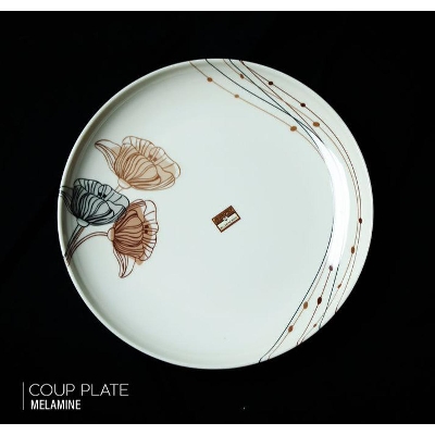 Picture of 10 Inch Melamine Coup Plate - Elegant Diamond Design Melamine Dinner Plate - Single Piece