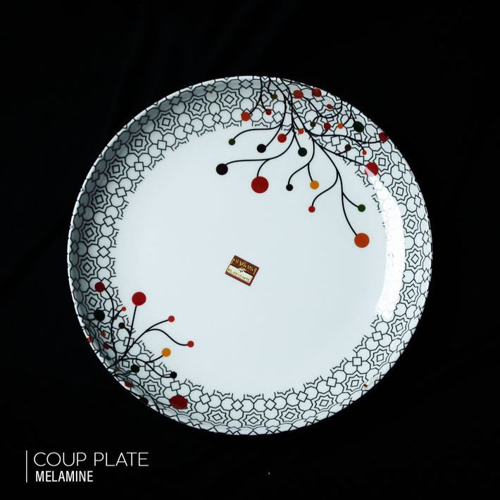Picture of 10" Melamine Coup Plate Diamond Melamine Dinner Plate 6 Pcs. - Serve Dinner With Elegance Using This Melamine Plate Set