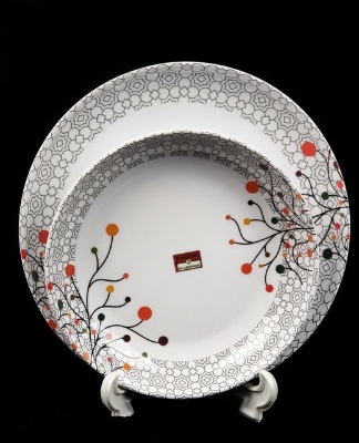 Picture of 10" Melamine Coup Plate Diamond Melamine Dinner Plate 6 Pcs. - Serve Dinner With Elegance Using This Melamine Plate Set